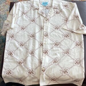 Men's Cream and Brown Floral Shirt by Malibu